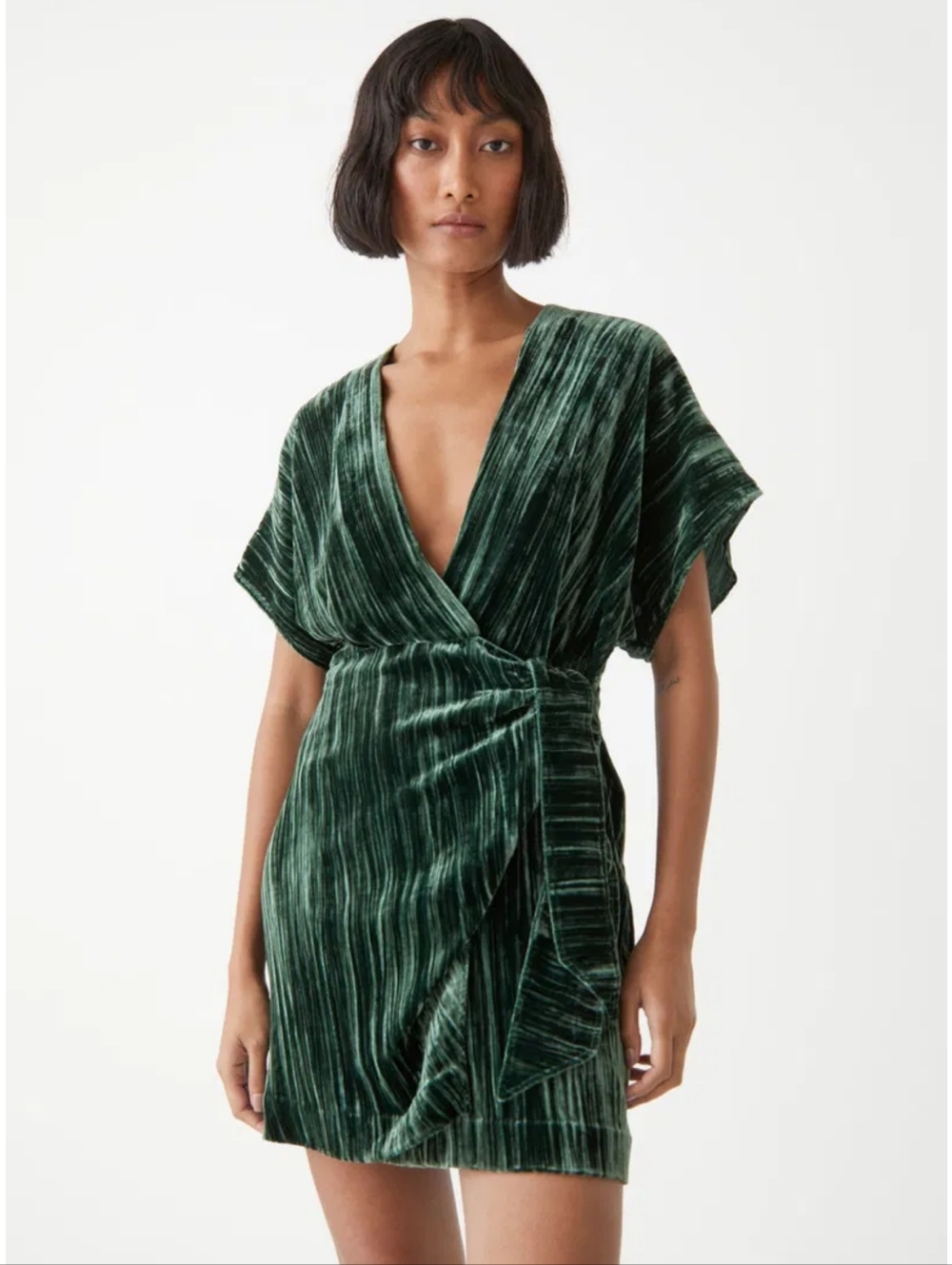 & Other Stories Velvet Wrap Dress Size 6 Green